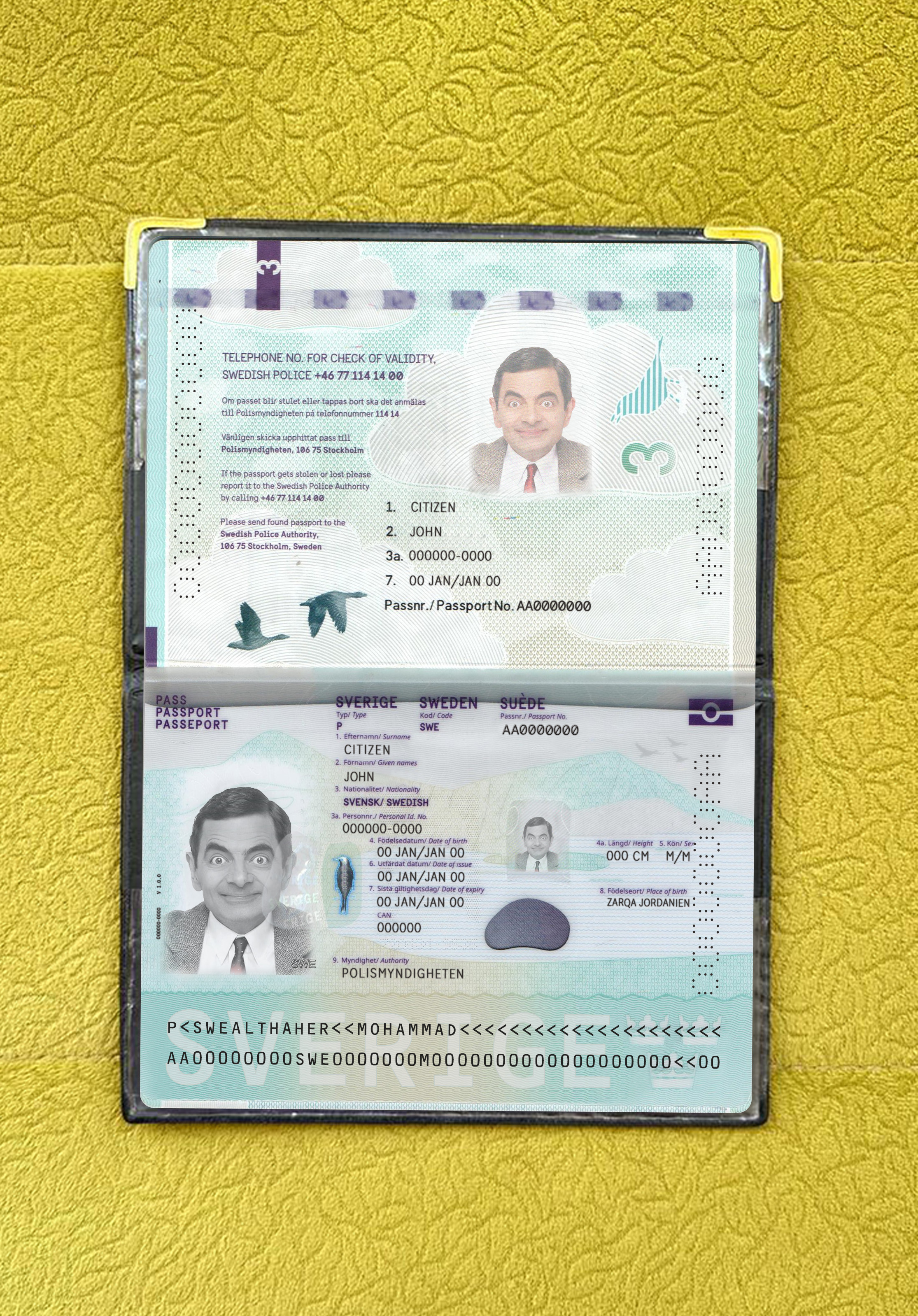 Sweden passport new 2022 present photolook PSD template